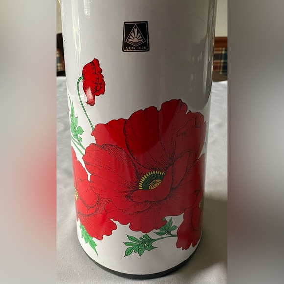 Vintage Sunrise Retro Coffee Pump Dispenser Poppy Floral Design Hot Cold Thermos - Picture 10 of 14